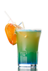 Summer drink decorated with a slice of orange.