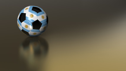 Fototapeta premium Glossy Argentina soccer ball on golden metal surface