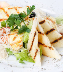 Salad with croutons.
