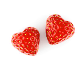 heart made from strawberry isolated on white background