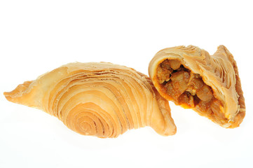 Curry Puff With A Sectional View Showing The Filling