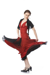 Beautiful flamenco dancer. Dancing contest.