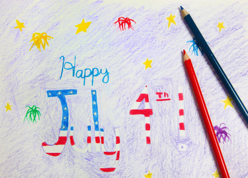 4th of July Drawing and Crayons