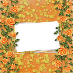 grunge paper for congratulation with painting rose