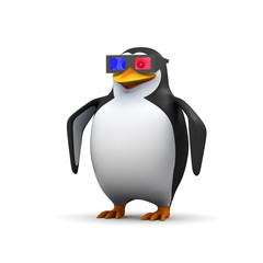 3d penguin wears 3d glasses