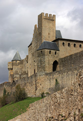 Fototapeta na wymiar Vista de las murallas de Carcassonne, Francia