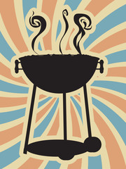 BBQ Silouette Swirl Blue Red Vector