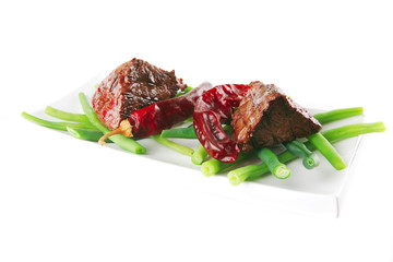 juice roast fillet mignon with peppers