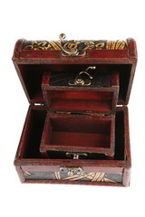 two open wooden chests