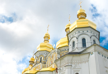 Fototapeta na wymiar Kiev-Pecherskaya Laura. Golden domes