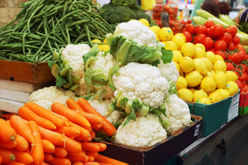 close up of vegetables on market stand