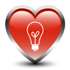 Heart Shape Bulb Sign Icon