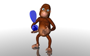 Affe Ausrufezeichen blau