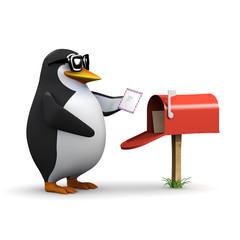 3d Penguin checks mail