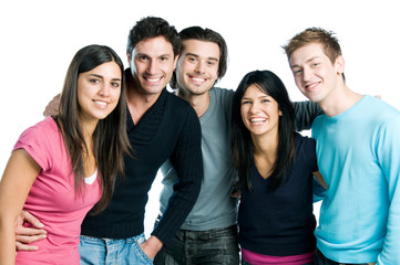 Happy young friends smiling
