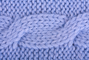 Close-up of a blue woolen pattern