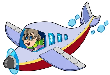 Photo sur Plexiglas Avion, ballon Aviateur de dessin animé