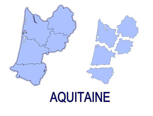 carte région aquitaine France départements détourés