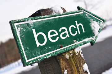 BEACH road sign