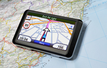 Satellite navigation system on the map