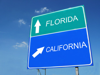 FLORIDA-CALIFORNIA road sign