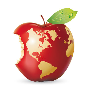 Vector red apple earth