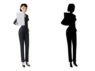 Woman holding a white panel