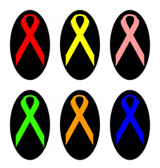 Set of colorful awareness ribbons