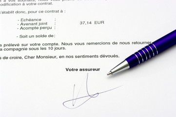 signature d'une assurance