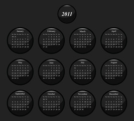 Monochrome black and white icon 2011 calendar