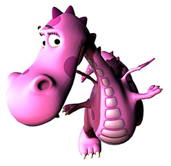 Fototapeta premium pink baby dragon flying up