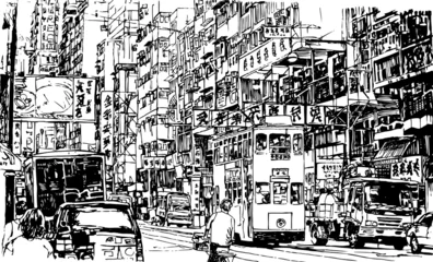 Abwaschbare Fototapete Art Studio Straße in Hongkong
