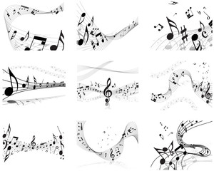 Obraz premium Musical notes backgrounds set