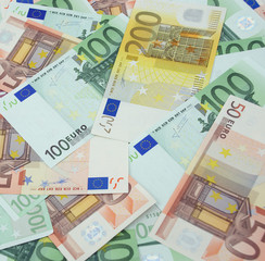 Fifty, one hundred and two hundred euro banknotes