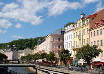 Fototapeta na wymiar Tepla river embankment. Karlovy Vary.