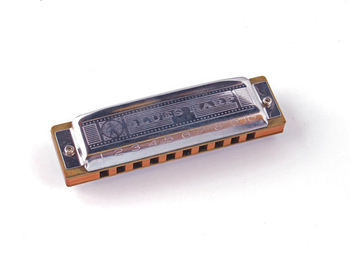Harmonica or mouth organ on a white background