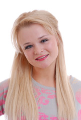 Naklejka premium Happy smiling blond girl