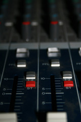 close up image of an audio mixer
