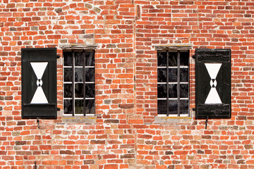 Detail of a brick wall with windows