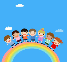 children and rainbow