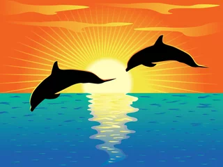 Schilderijen op glas Dolfijnen vector © Athanasia Nomikou
