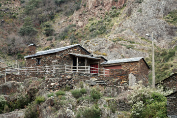 Pena, very old little mountain village, made of shale, Portugal