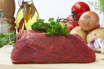 Raw Beef with Ingredients