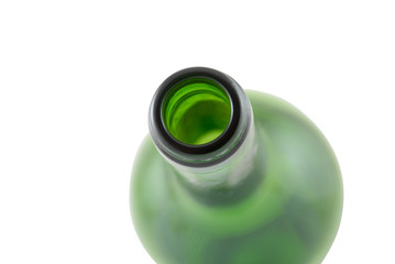 Close-up of green wine bottle neck