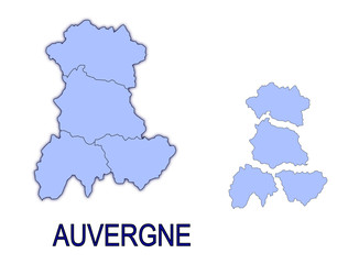 carte région auvergne France départements