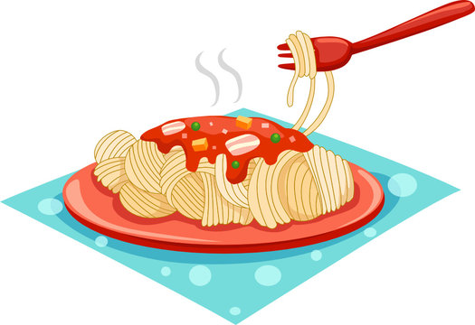 a plate of spaghetti with fork