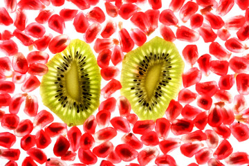beautiful and fresh pomegranate grains and kiwi - 22587029