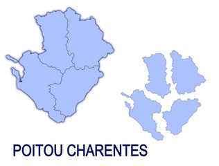 carte région poitou charentes France départements contour