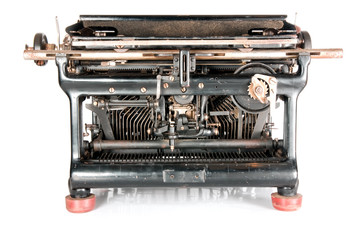 Old rusty typewriter from the back