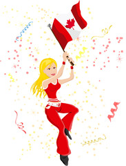 Obraz na płótnie Canvas Canada Soccer Fan with flag.